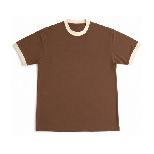 Cream + Mousse Brown Ringer Tee