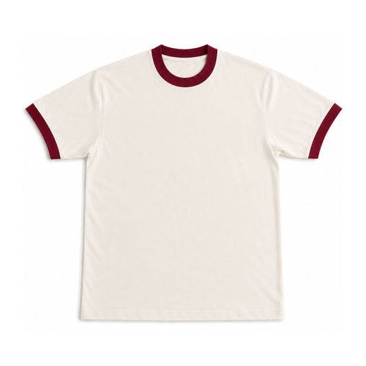 Maroon + Off White Ringer Tee