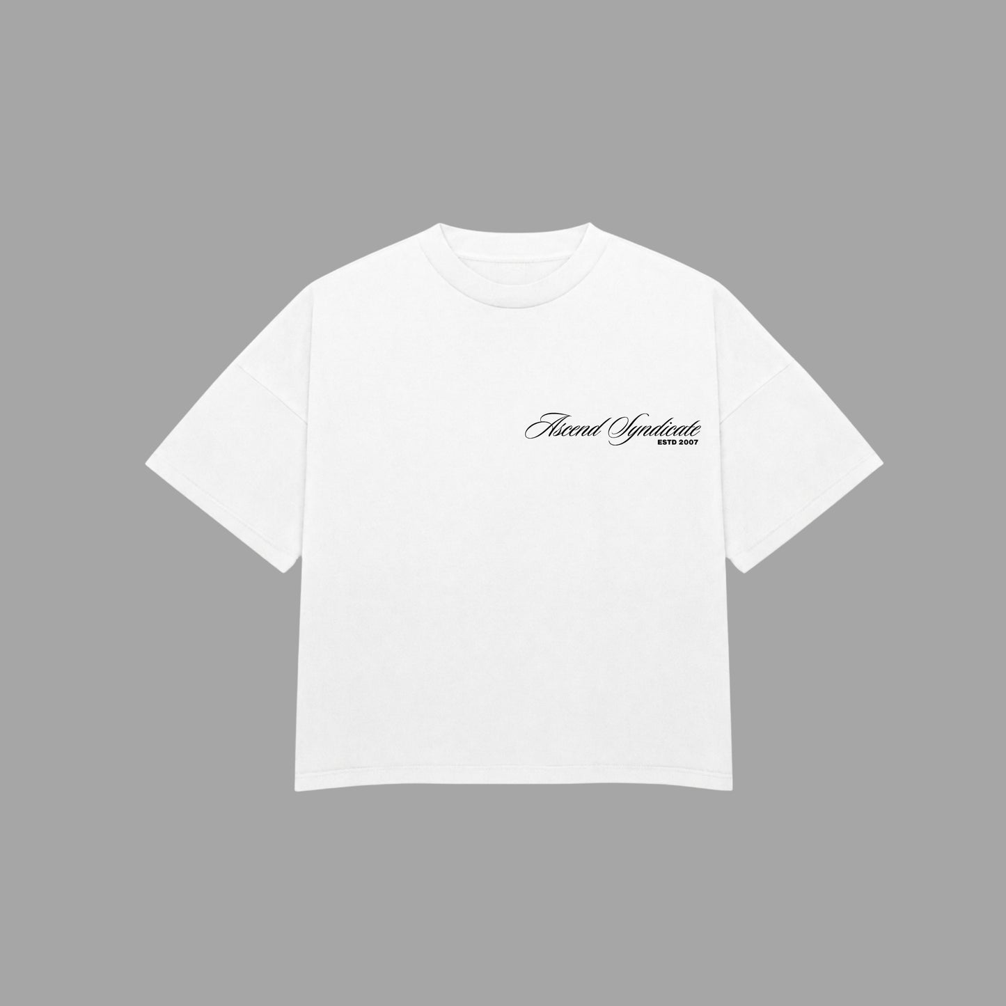 WHITE ASCEND SYNDICATE CROPPED BOXY TEE