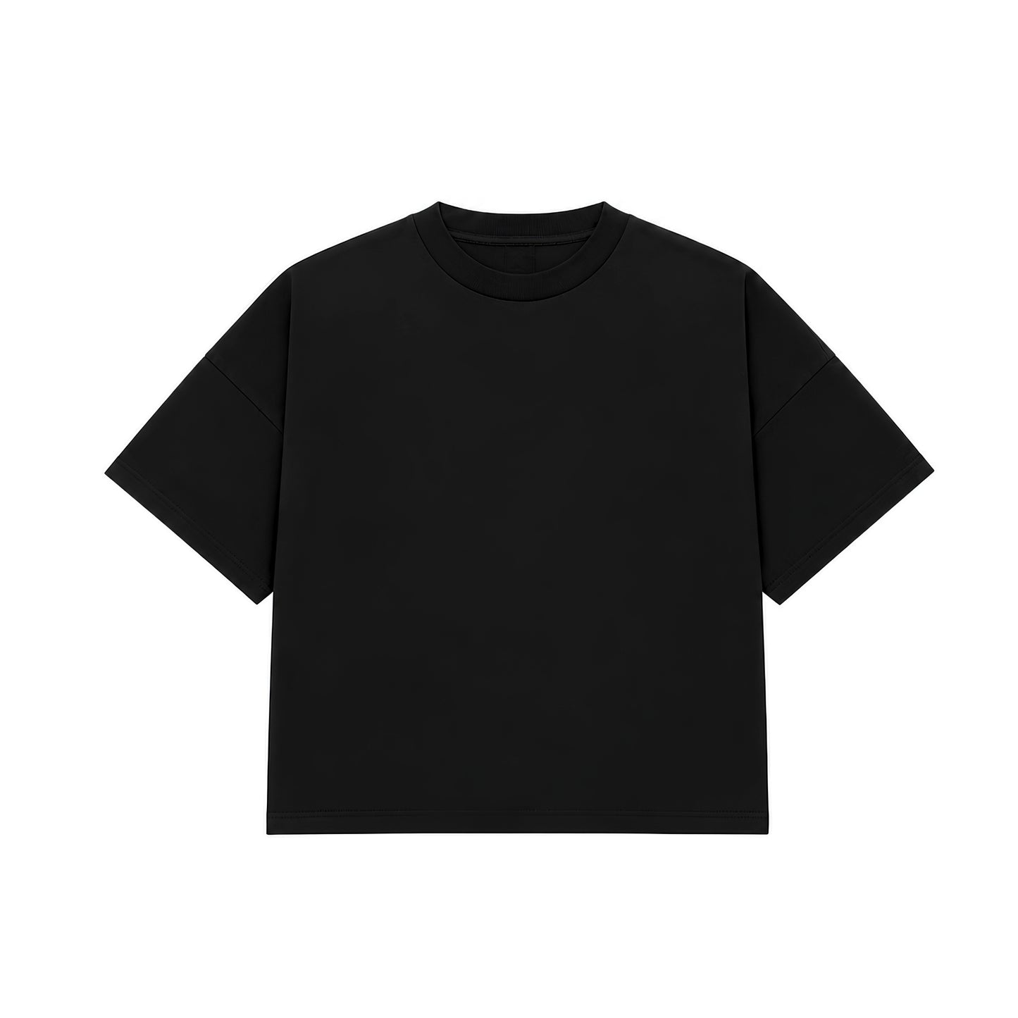 BLACK CROPPED BOXY FIT T-SHIRT