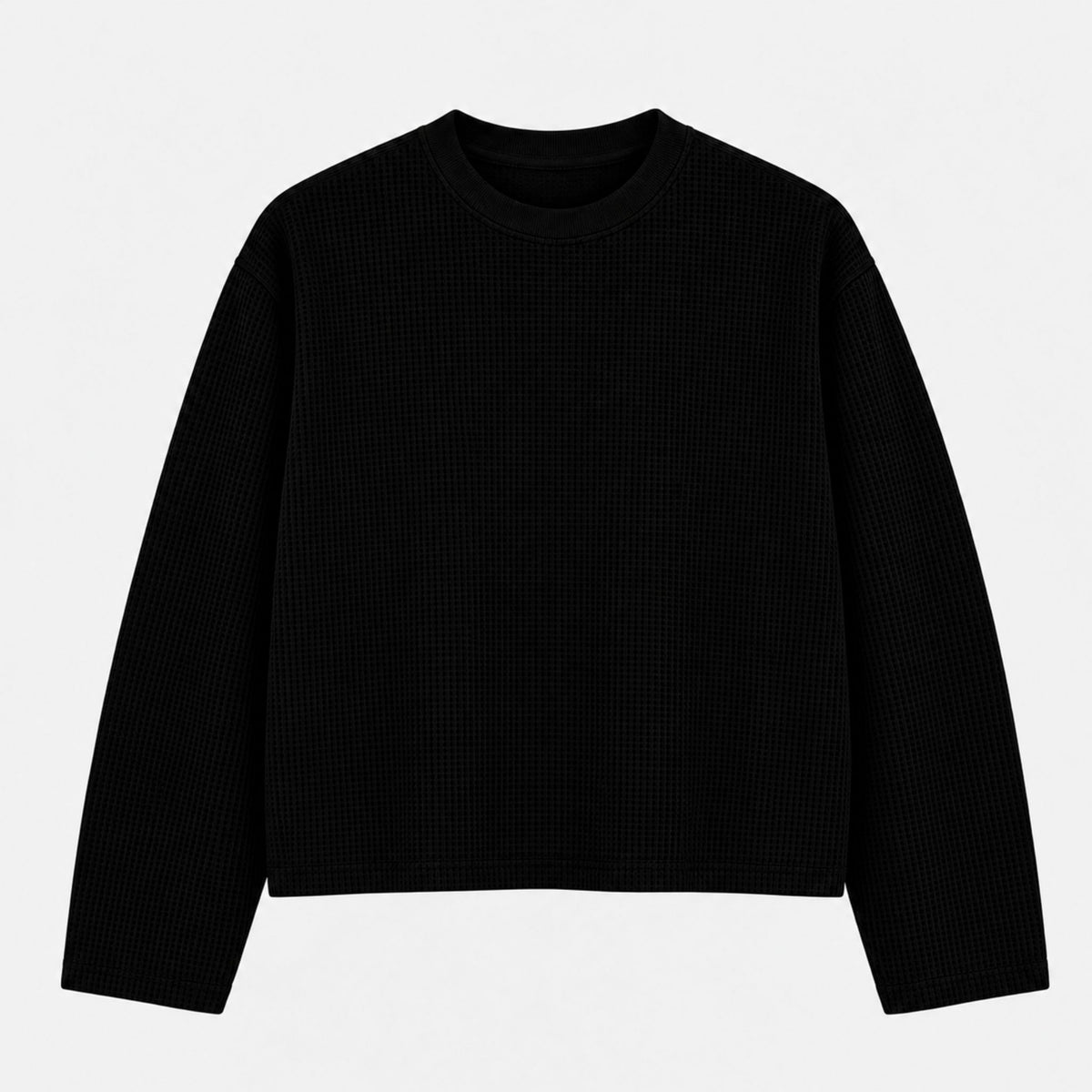 PLAIN BLACK WAFFLE FULL SLEEVE