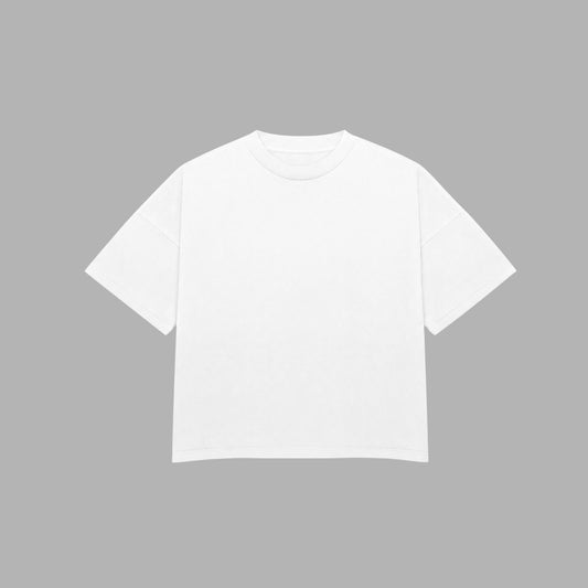 WHITE CROPPED BOXY FIT T-SHIRT